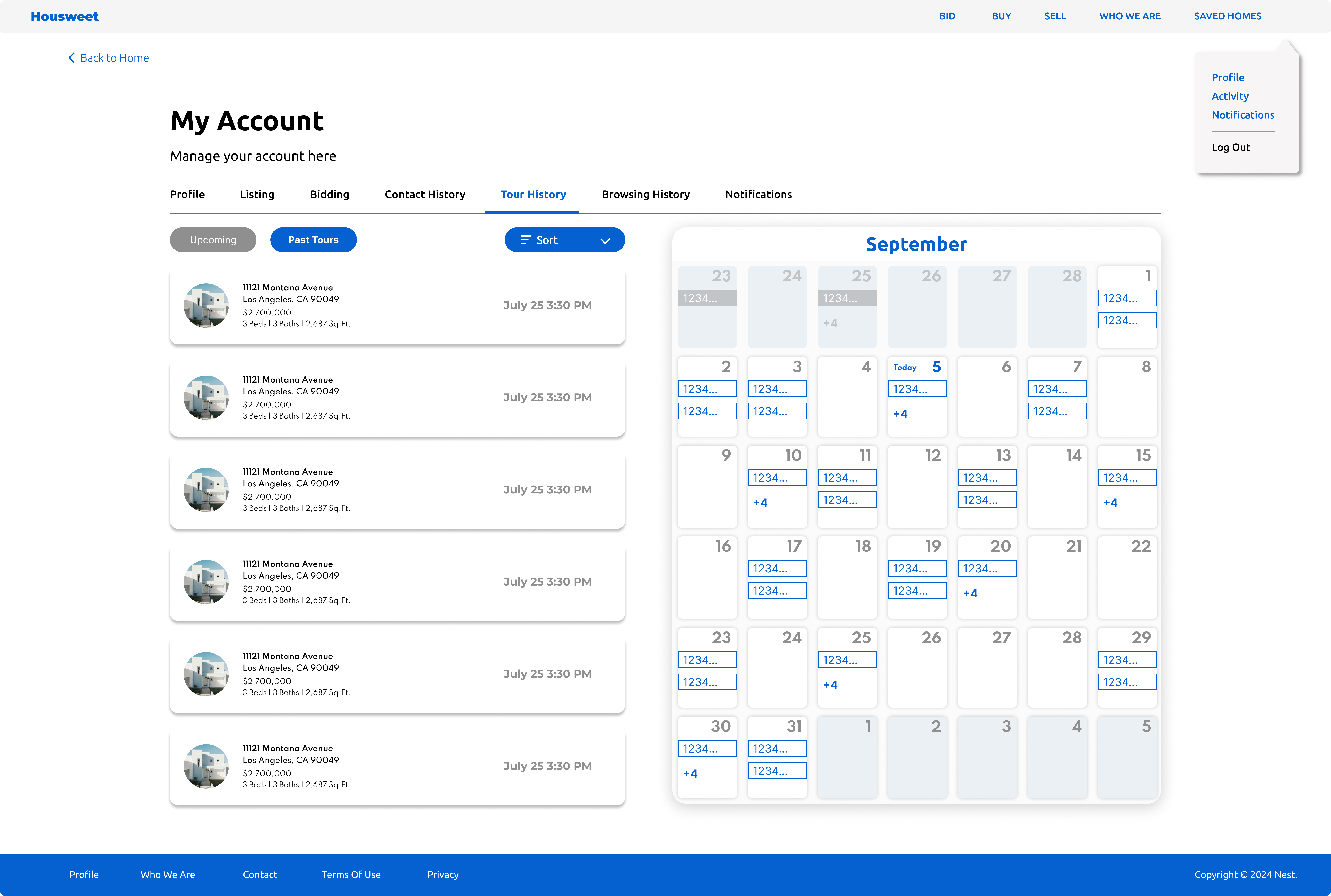 Past tour history and schedule tracking
